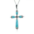 thumbnail image 1 of Bling Jewelry Womens Vintage Turquoise Gemstone Cross Pendant Necklace Silver, 1 of 6