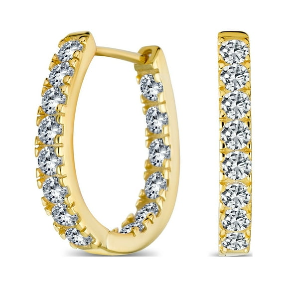 Bling Jewelry Womens Classic Bridal Oval CZ Hoop Earrings Black Rose Gold Sterling Silver .60 Inch