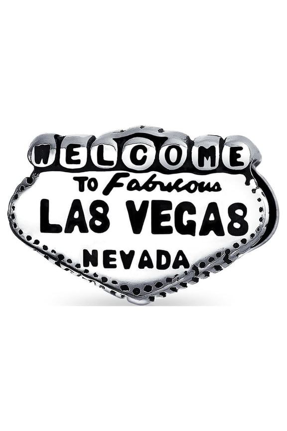 Womens .925 Sterling Silver Landmark Sign Nevada Travel Welcome To Las Vegas Charm Bead