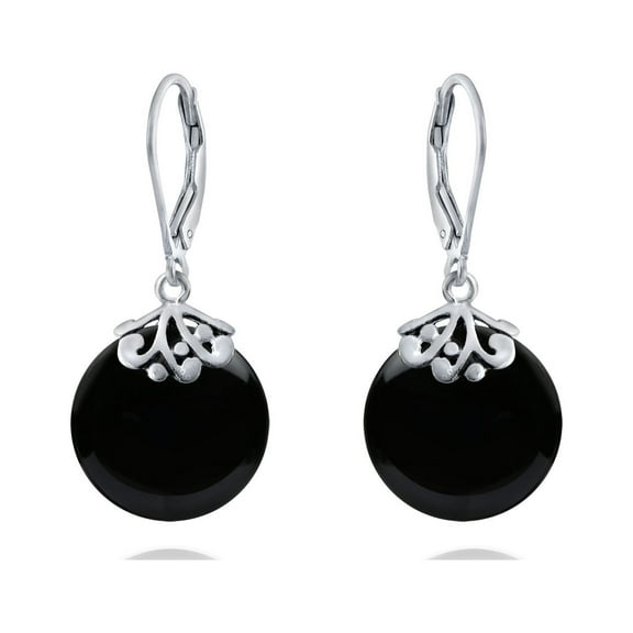 Bling Jewelry Womens Western Filigree Lever Back Gemstone Disc Dangle Earrings in Sterling Silver