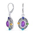 thumbnail image 1 of Bling Jewelry Womens Western Multicolor Dangle Gemstone Earrings Purple Turquoise Sterling Silver, 1 of 5