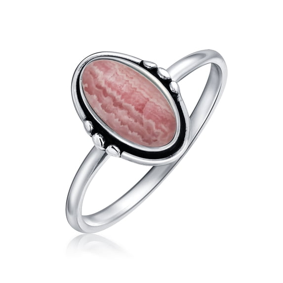 Bling Jewelry Womens Western Silver Ring with Oval Cabochon Gemstone and Thin Band
