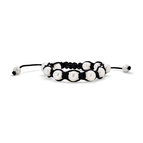 Bling Jewelry Womens White Freshwater Cultured Baroque Pearl Bracelet Cord Adjustable