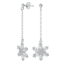 Bling Jewelry Womens Winter CZ Snowflake Dangle Chandelier Earrings Sterling Silver for Holiday Party