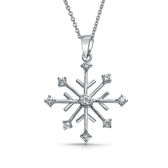 Bling Jewelry Womens Winter Party Snowflake Pendant Necklace in Sterling Silver Leverback