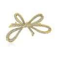 thumbnail image 1 of Bling Jewelry Womens Winter Wedding  Crystal Bridal Large Ribbon Bow Brooch Pin Gold Plated, 1 of 4