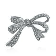 thumbnail image 1 of Bling Jewelry Womens Winter Wedding Crystal Bridal Statement Ribbon Bow Brooch Pin Silver Plated, 1 of 4