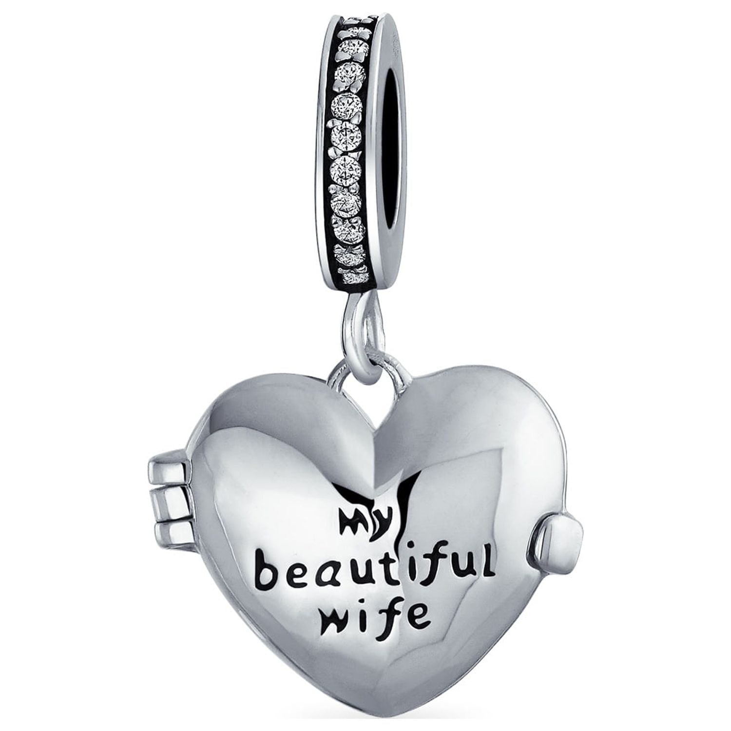 Bling Jewelry Womens Words Saying MY BEAUTIFUL WIFE Dangle Charm