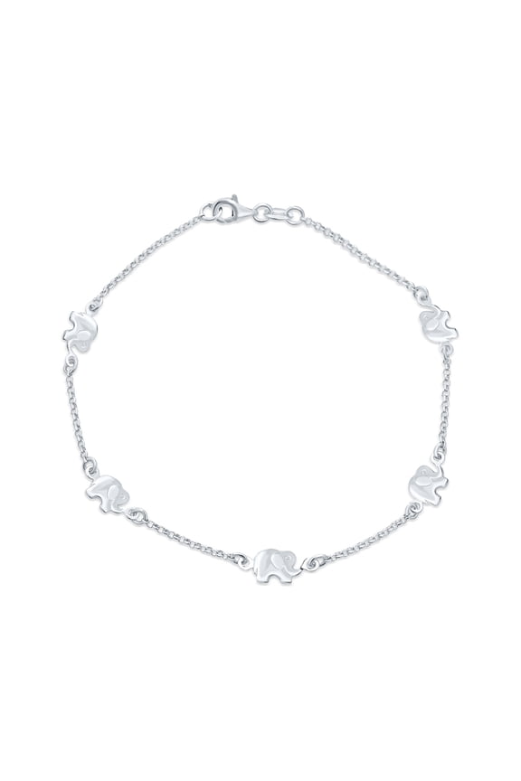 Womens ZOO Animal Lucky Elephant Charm Anklet Ankle Bracelet Sterling Silver 910 Inch