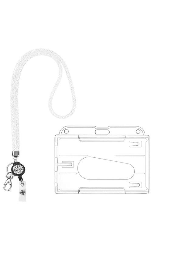 Bling Keychain Lanyards, Cute Lanyard Crystal Rhinestone Neck Strap, Lanyard for Keys Wallet ID Badge Card Holder, White