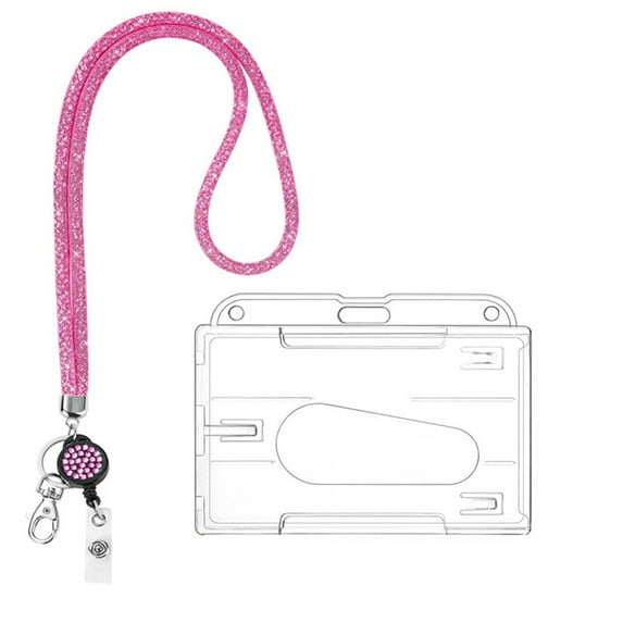 Bling Keychain Lanyards,Lanyards for ID Badges Bling Badge Lanyard with ID Badge Holder Crystal Teacher Lanyard Retractable Keychain Cruise Ship Lanyards for Women