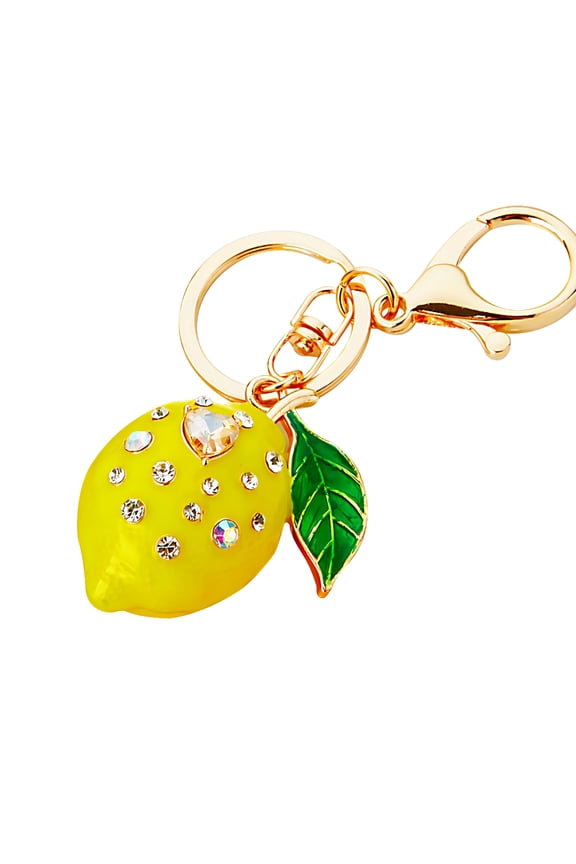 Bling Lemon Keychains For Women Girls Rhinestone Crystal Key Chain For Car Keys Purse Charms Handbag Backpack