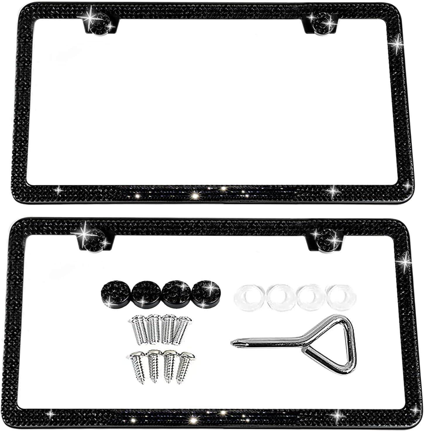 Bling License Plate Frame for Women 2 Pack Sparkly License Plate Frames