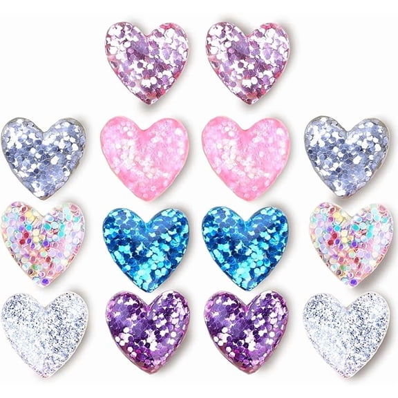 Bling Love Shoe Charms,14 PCS Sparkling Shoe Accessories for Clog Sandals,Decoration Pins for Bracelet Wristband,Women Teen Cute Birthday Party Gift Shoe Decoration Charms