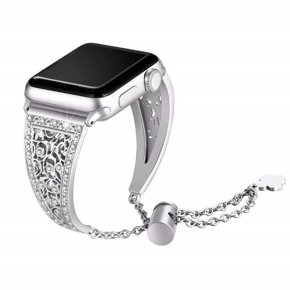 Bling Metal Bands Compatible with Apple Watch Band 38mm 40mm 41mm 45mm 42mm 44mm iwatch SE Series 7/6/5/4/3/2/1, Jewelry Diamond Cuff Bracelet Bangle Wristband Women