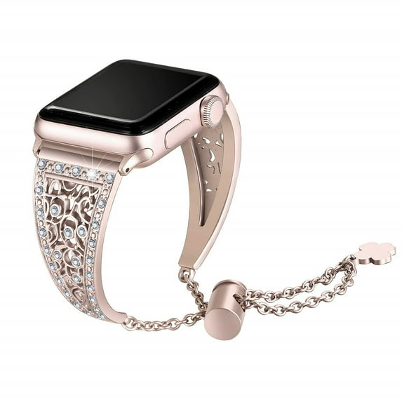 Bling Metal Bands Compatible with Apple Watch Band 38mm 40mm 41mm 45mm 42mm 44mm iwatch SE Series 7/6/5/4/3/2/1, Jewelry Diamond Cuff Bracelet Bangle Wristband Women