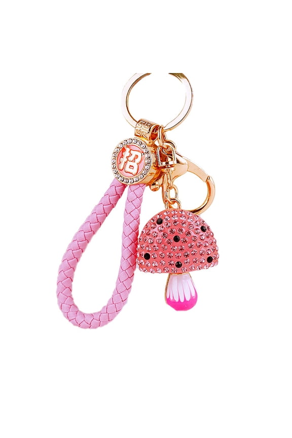 Bling Mushroom Keychains For Women Girls Rhinestone Crystal Key Chain For Car Keys Purse Charms Handbag Backpack
