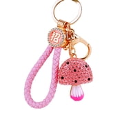 Bling Mushroom Keychains For Women Girls Rhinestone Crystal Key Chain For Car Keys Purse Charms Handbag Backpack