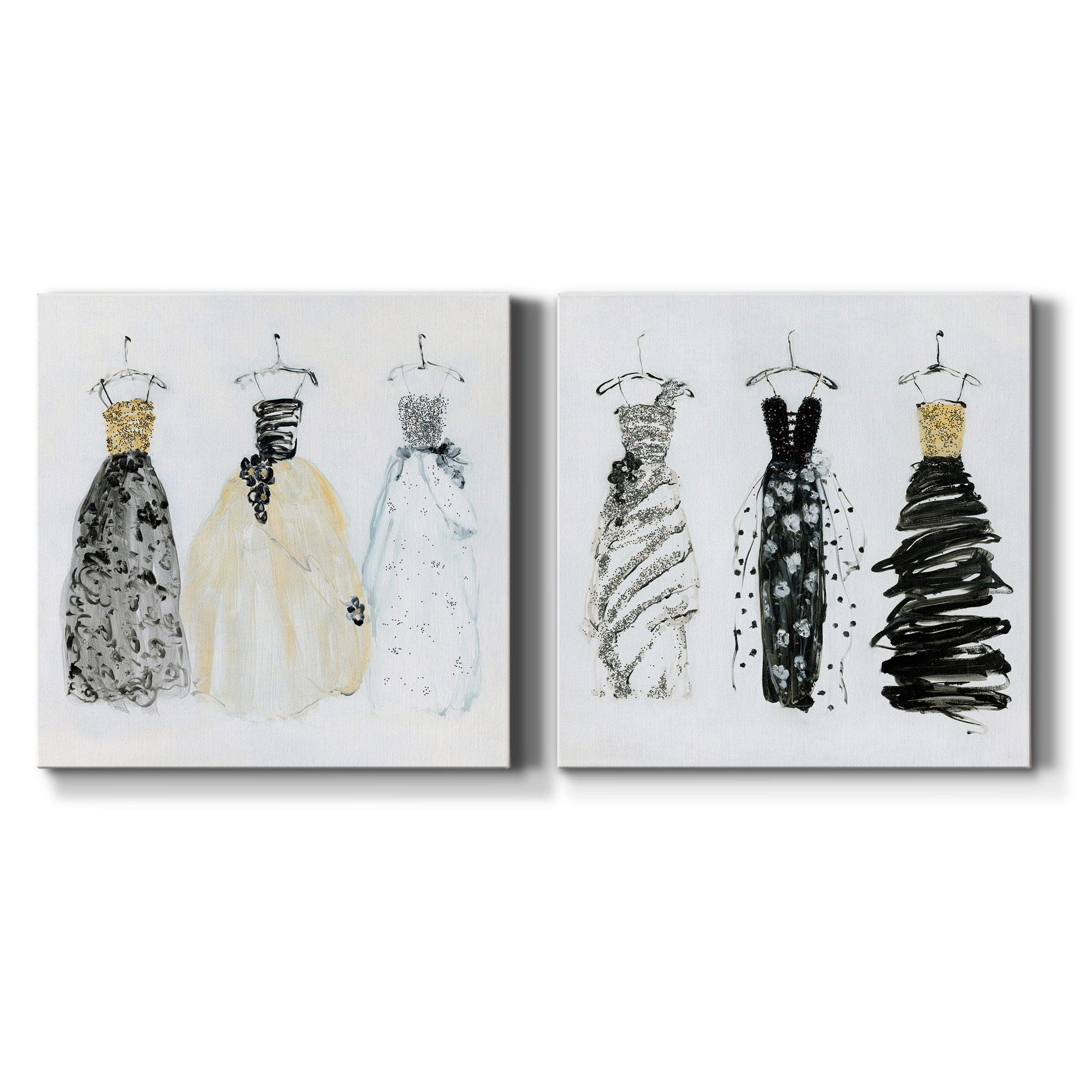 Bling Night Out I - Premium Gallery Wrapped Canvas - Ready to Hang Set of 2 - 10 x 10 Each