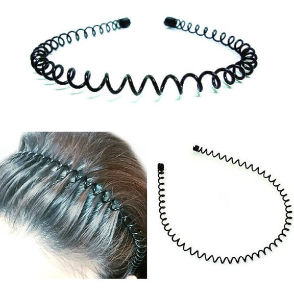 Bling Online Black Spiral Coiled Wire Headband Aliceband.