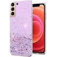 thumbnail image 1 of Bling Phone Case for Samsung Galaxy S21 FE 5g Case Clear Glitter Sparkle, Cute Pink Samsung S21 FE Case Silicone Slim Transparent Cover Soft Shockproof(Purple), 1 of 14