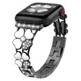 thumbnail image 1 of Bling Plating Bands Women Compatible with Apple Watch 40mm 41mm 38mm, Diamond Metal Strap, Dressy Rhinestone Sparkle Replacement for iWatch Bands Series SE/9/8/7/6/5/4/3/2/1, Black+White, 1 of 6
