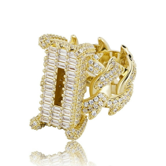 Bling Punky Rapper Luxury Fashion Rings for Men 18K Gold Plated Shiny Iced out Hip Hop Cubic Zirconia Men Engagement Rings