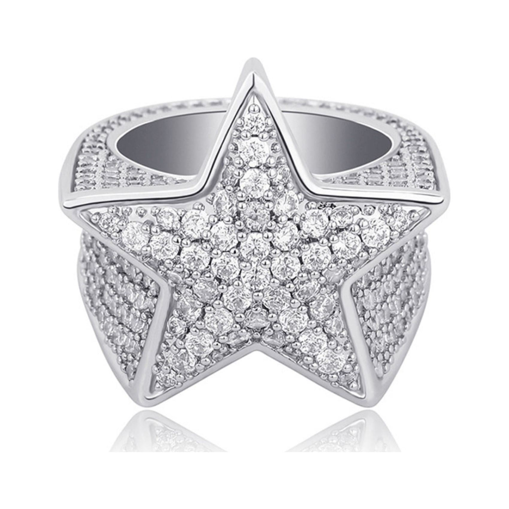 Bling Punky Rapper Luxury Fashion Star Rings for Men 14K Gold Plated ...