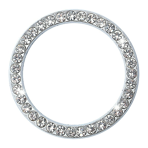 Bling Push to Start Button Cover Ring Rhinestone Car Interior Accessories Emblem Sticker Stylish Girly Bling Decorative Enhancements for Women