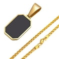 thumbnail image 1 of Bling Queen Men's Gold Plated Emerald Cut Onyx Pendant With Rope Chain, Onyx Pendant Necklace, Onyx Pendant For Women, Black Onyx Pendant For Women, Black Onyx Pendant Necklace For Women(Gold), 1 of 4