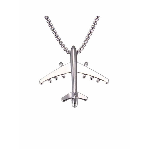 Bling Queen Unisex Silver Plated Airplane Pendant Necklace With Hip Hop Chain, Birthday Gift For Special Person, Dainty Silver Necklace, Erratic Pendant Necklace, Unique Pendant Necklace(Silver)
