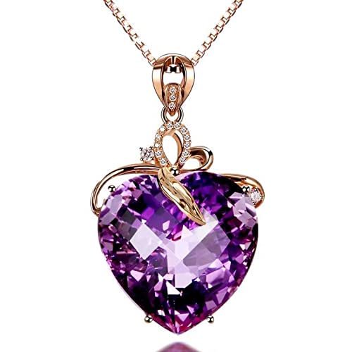 Bling Queen Women's Crystal Heart Pendant Necklace With Zircon Stones, Zircon Stone Necklace, Crystal Heart Necklace, Necklace For Women, Heart Jewelry For Women,Crystal Necklace,(Rose Gold)