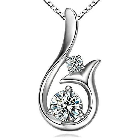 Bling Queen Women's Silver Plated Mermaid Tail Pendant Necklace With Zirconia, Silver Chain Necklace For Women With Pendant, Elegant Necklace Jewellery Collections, Trendy Women Necklace(Silver)