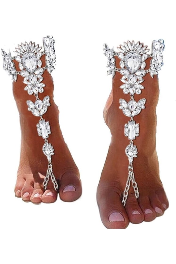 Bling Rhinestone Barefoot Sandals Gold Crystal Anklet Pearl Anklets Foot Chain Beach Feet Jewelry For Women[o5541]