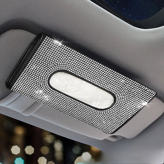 Bling Rhinestone Car Sun Visor Tissue Holder, PU Leather Sparkling ...
