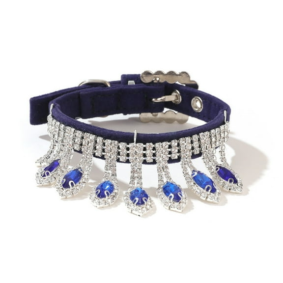 Bling Rhinestone Cat Dog Collar Cute Sparkling Crystal Kitten Necklaces Soft Adjustable Leather Puppy Collars Diamond Pendant Pet Collars for Small Dogs Cats