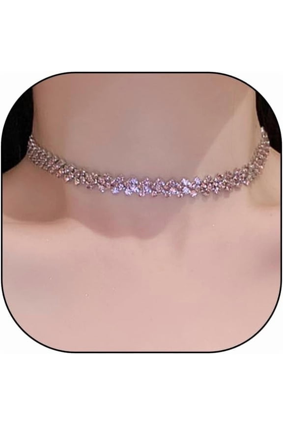 Bling Rhinestone Choker Necklace for Women Wedding Crystal Chain Necklaces | Sparkly,zirconia,collar,jewelry