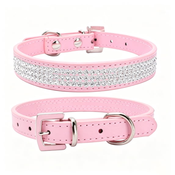 Bling Rhinestone Crystal Dog Collar with Rhinestone Crystal Design, Cute Pink Bling Pet Accessory for Dogs, Dog Gift 1 Pack