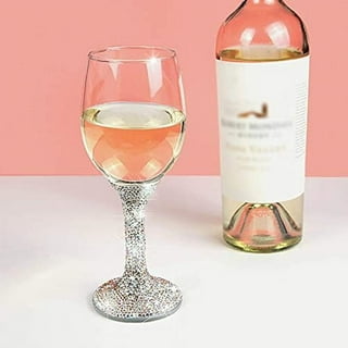 Berkware Rosè Wine Glass with Rhinestone Design and Gold Rim Set