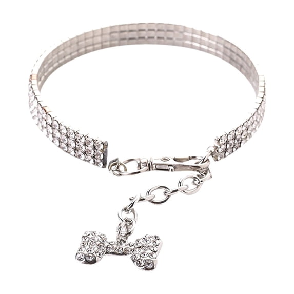 Bling Rhinestone Dog Collar Sparkly Crystal Necklace for Small Dogs and Cats, Fancy Pet Jewelry for Princess Puppy, Adjustable