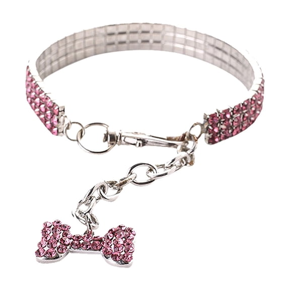 Bling Rhinestone Dog Collar Sparkly Crystal Necklace for Small Dogs and Cats, Fancy Pet Jewelry for Princess Puppy, Adjustable