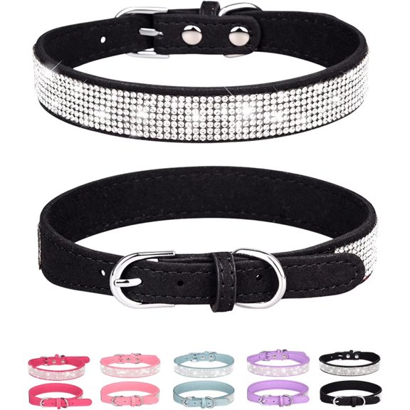 Bling Rhinestone Dog Collar for Small Medium Dogs, Sparkling Puppy Collar for Female Girl Dogs