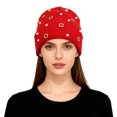 thumbnail image 1 of Bling Rhinestone Double Layer Knit Beanie Hats for Women Girls Warm Lined Winter Hat Thick Skull Cap,Red, 1 of 4