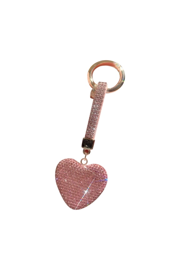 Bling Rhinestone Heart Shape Keychains Glitter Crystal Heart Key Chain Key Rings Bag Charm for Women Girls