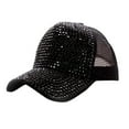 thumbnail image 1 of Bling Rhinestone Mesh Visor Cap, Canvas Baseball Cap for Women Summer UV Protection Adjustable Visor Hat Trendy Lightweight Breathable Sparkle Denim Sun Hat Outdoor, Black, 1 of 6