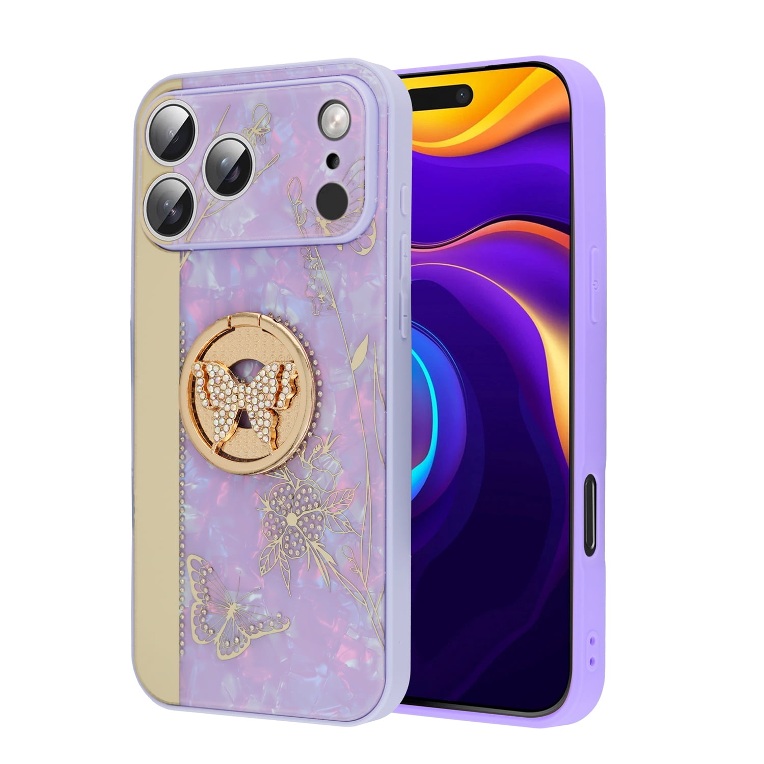 Bling Rhinestone Protective Case for iPhone 17 Pro Max - Light Purple