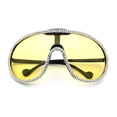 thumbnail image 1 of Bling Rhinestone Rim Luxury XL Oversize Shield Racer Plastic Sunglasses Black - Yellow, 1 of 8
