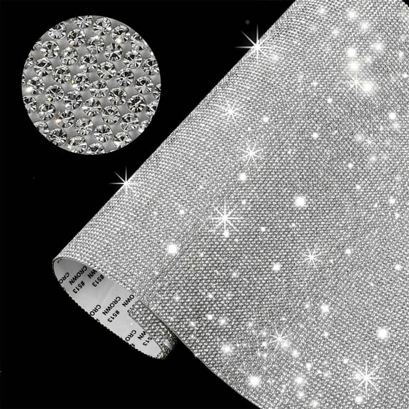 Bling Rhinestone Sheet 12*20CM DIY Car Decoration Self Adhesive Heat Repair Glitter Crystal Gem Sheet for Car&Craft Decoration