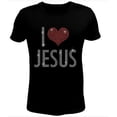 thumbnail image 1 of Bling Rhinestone Womens T Shirt I Love Jesus, 1 of 5