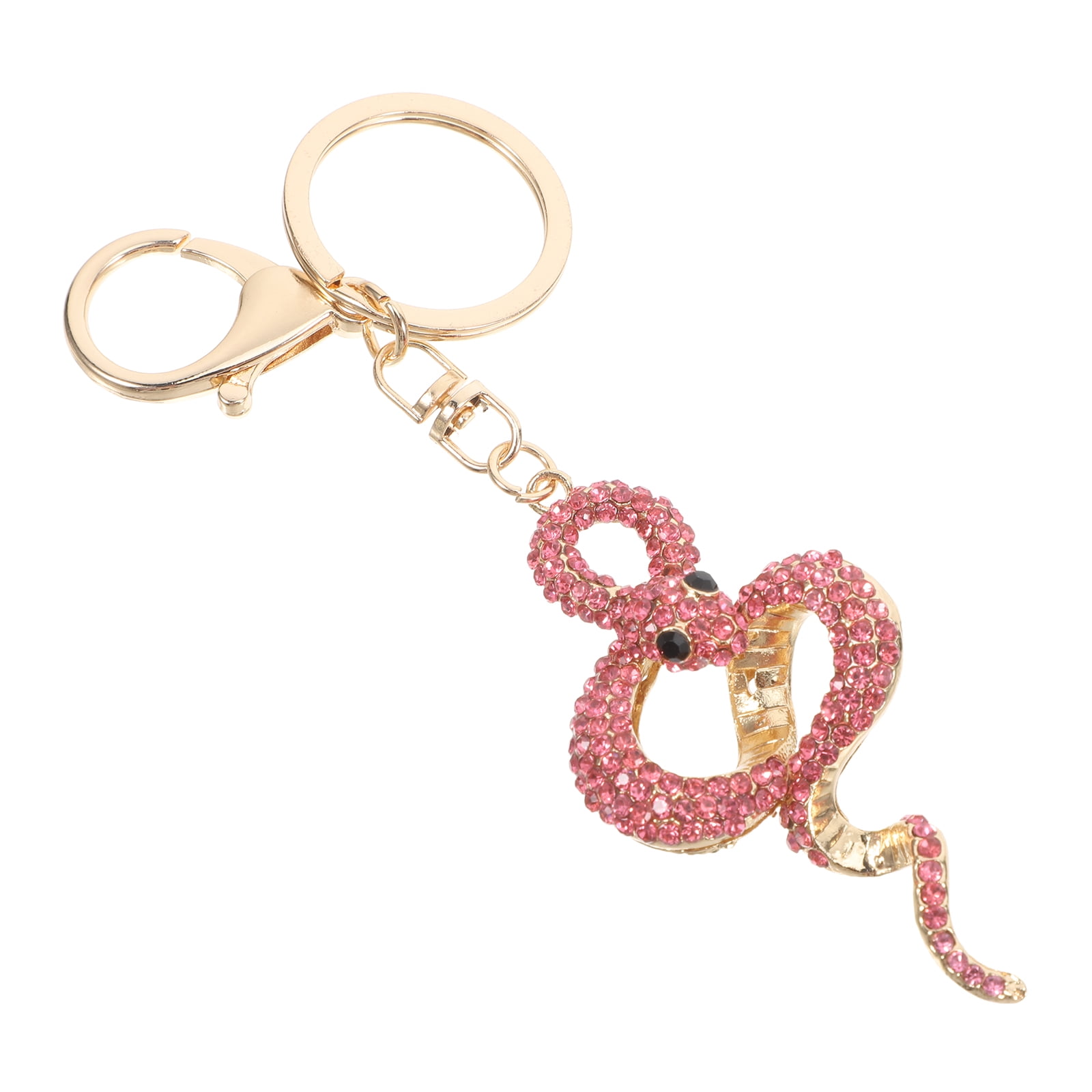 YEAHIBABY Snake Keychain Pink Zinc Alloy Rhinestone 1Pcs 5.6X1.5X0.8In ...